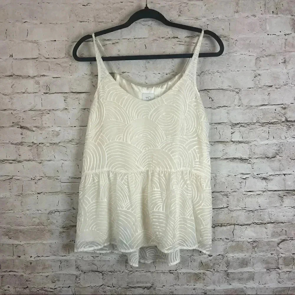 Anthropologie HD in Paris Burnout LALEH Tank Top Ivory Cami Spaghetti Strap XS - Picture 2 of 10